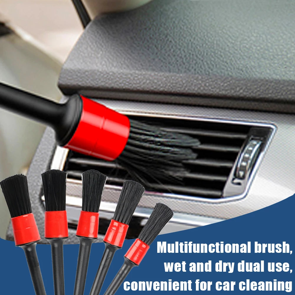 5-Piece Car Detailing Brush Set for Automotive Cleaning