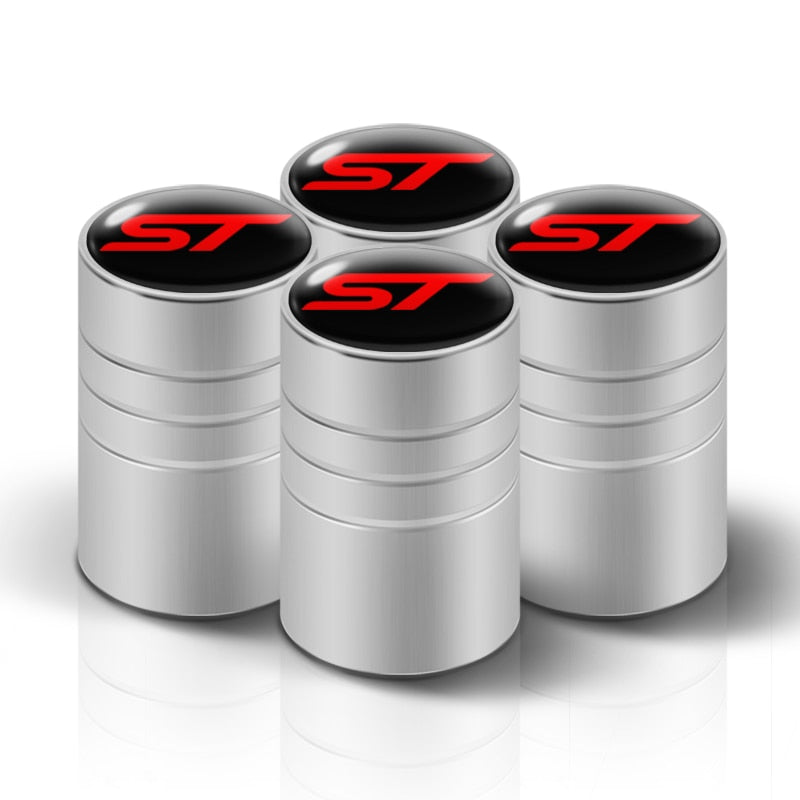 4 Pcs Car Aluminium ST Badge Wheel Valve Caps