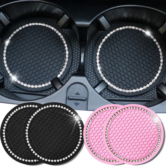 Anti-Slip Rhinestone Cup Coasters // Universal Vehicle Bling Cup Holder Coaster