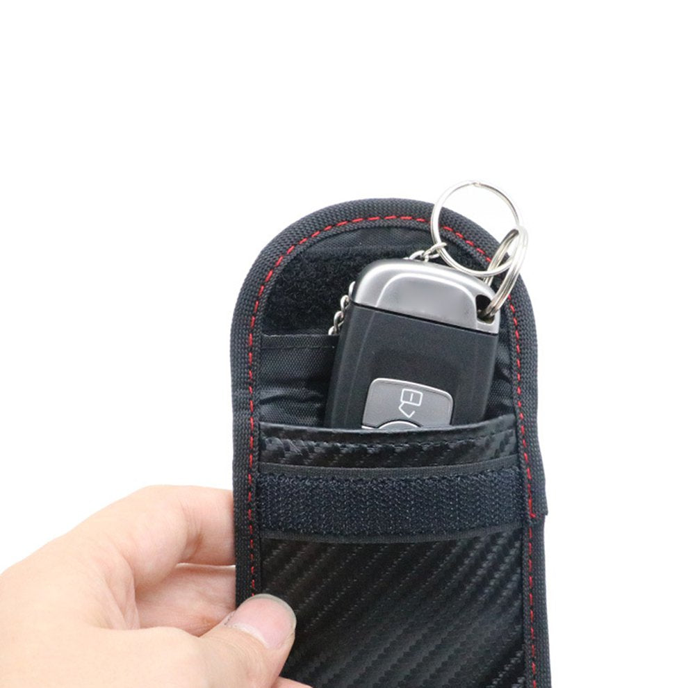 RFID SIGNAL BLOCK KEY RING POUCH FOR CAR KEY / ANTI THEFT FARADAY BAG KEYLESS ENTRY BLOCK