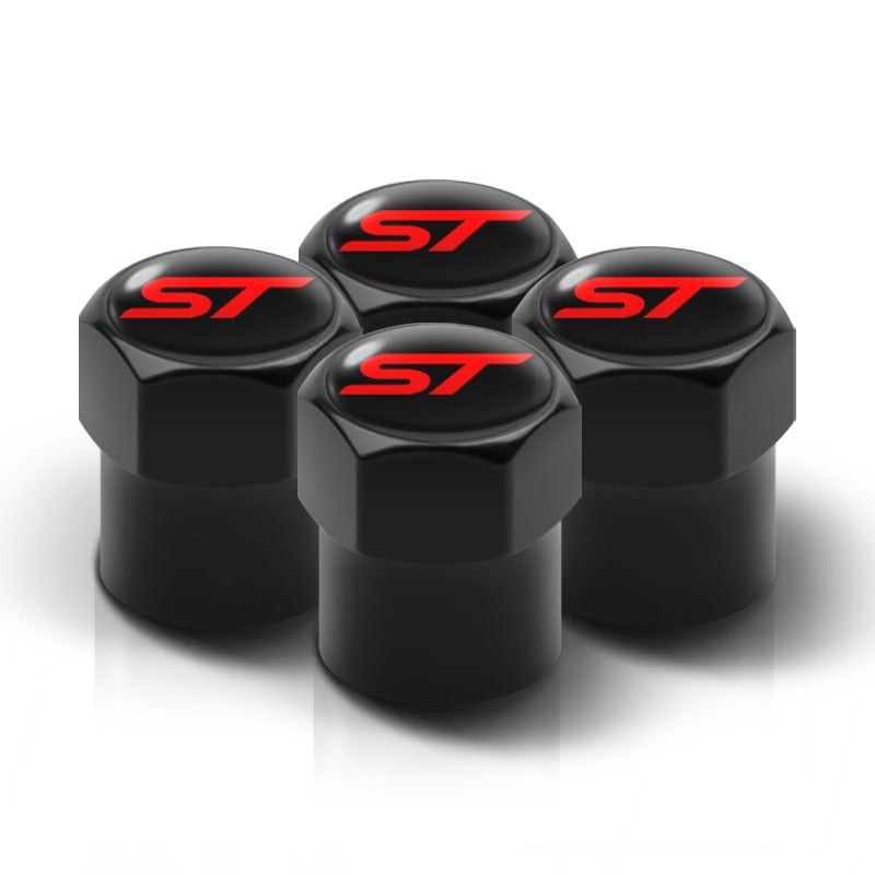 4 Pcs Car Aluminium ST Badge Wheel Valve Caps