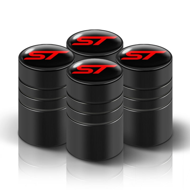 4 Pcs Car Aluminium ST Badge Wheel Valve Caps