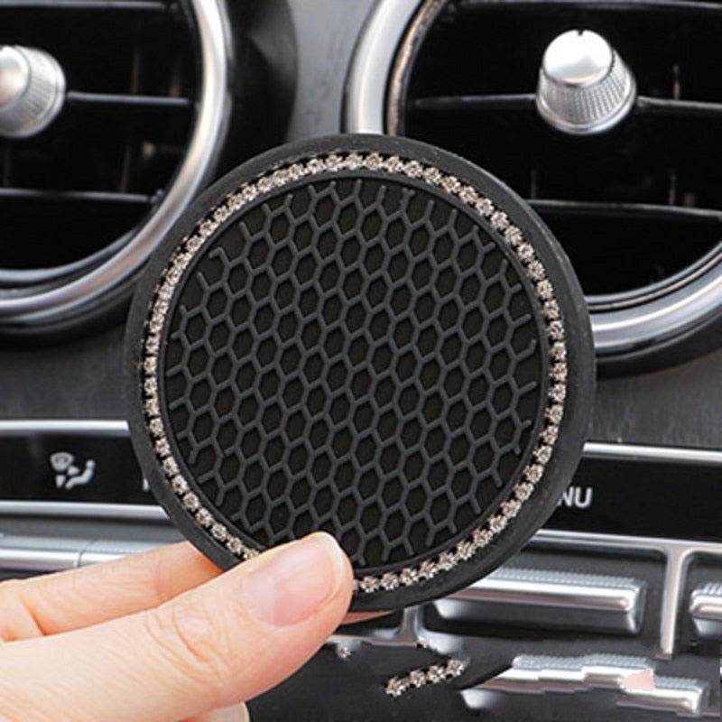 Anti-Slip Rhinestone Cup Coasters for Vehicles