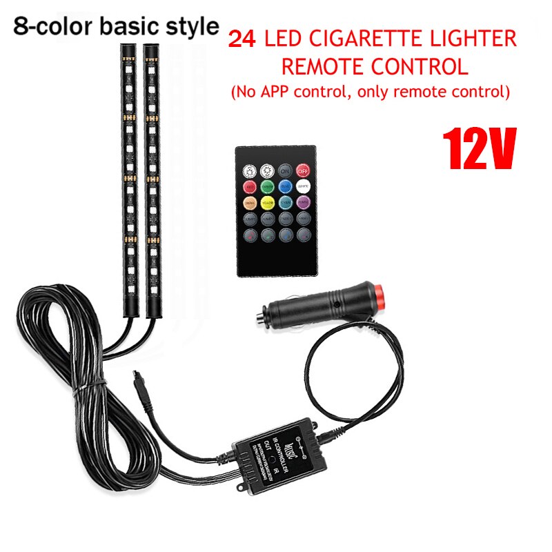 Car Interior Ambient LED Strip Lights – USB, Remote & App Control