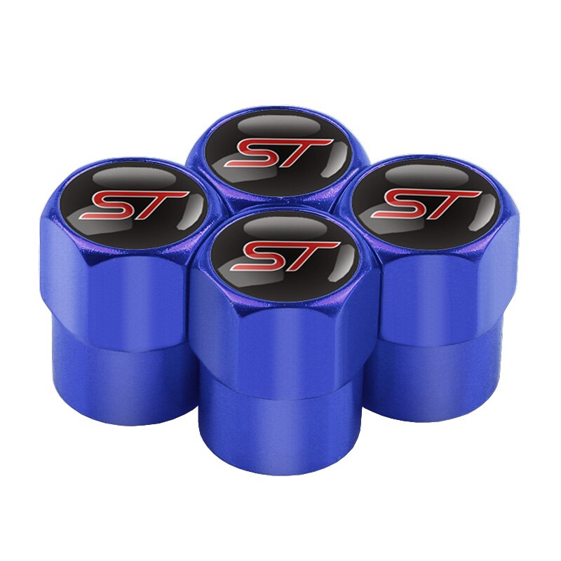 COLOURED 4PCS CAR ALUMINIUM ST BADGE WHEEL TIRE VALVE CAPS / DUST CAPS