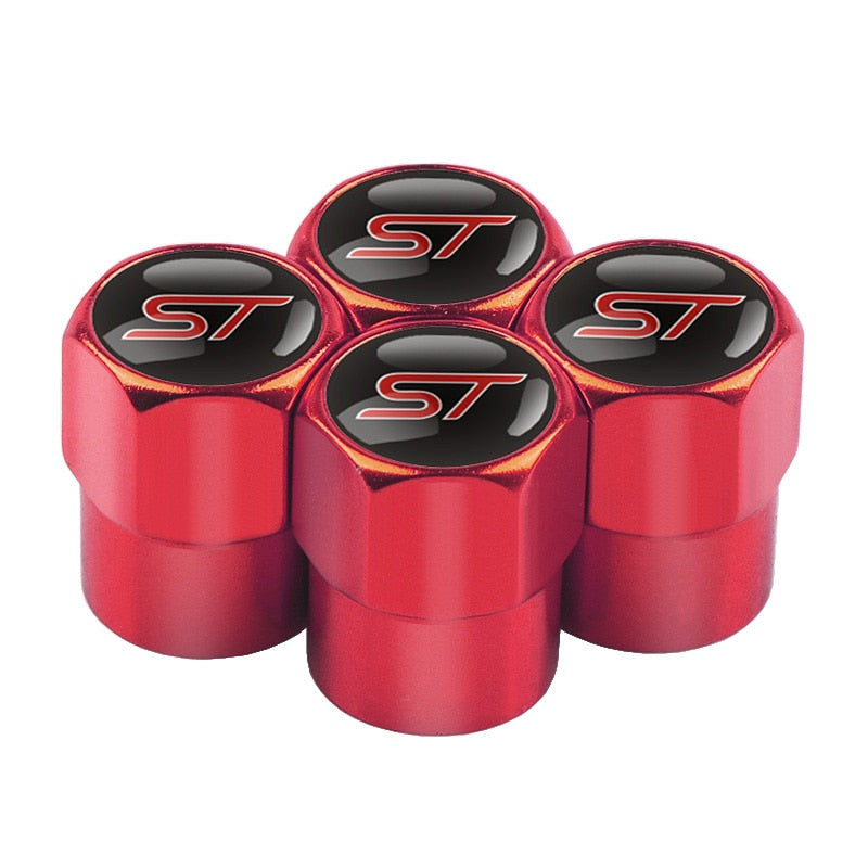 Coloured 4PCS Car Aluminium ST Badge Valve Caps | Dust Caps