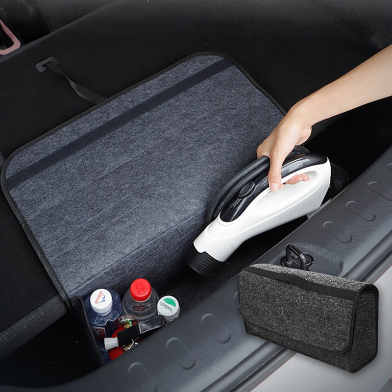 Large Anti Slip Compartment Boot Storage Organizer Tool Car Storage Bag Car Trunk  Organizer Soft Felt Storage Box Accessories