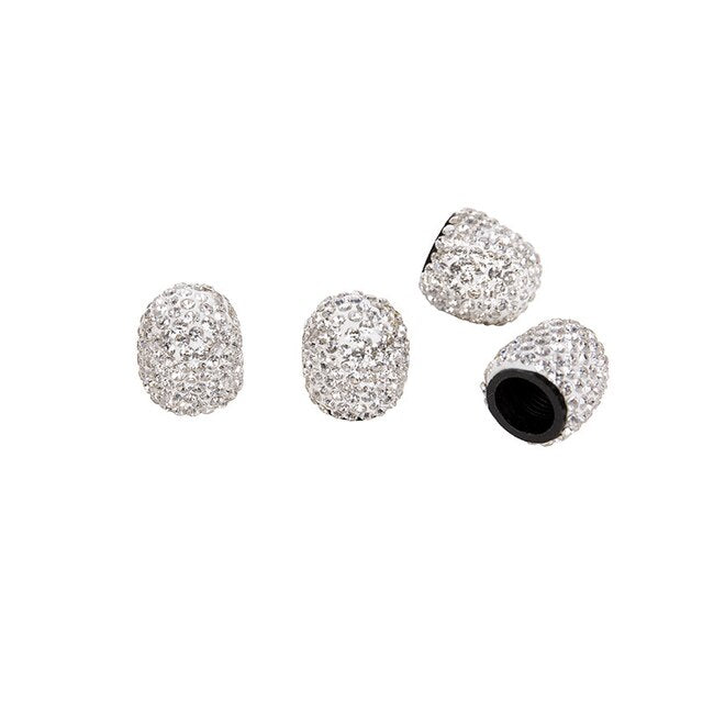 4 Pcs Bling Crown Crystal Metal Tire Valve Dust Caps
