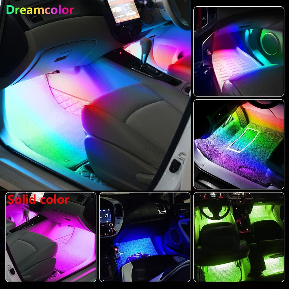 Car Interior Ambient LED Strip Lights – USB, Remote & App Control
