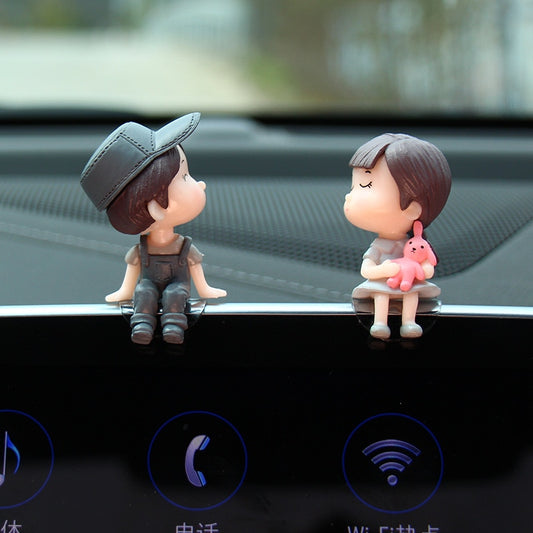 Cute Decorative Couple Figurines / Dashboard Ornament