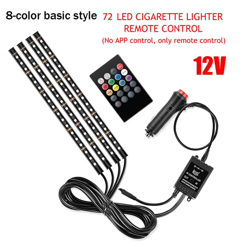 Car Interior Ambient LED Strip Lights – USB, Remote & App Control