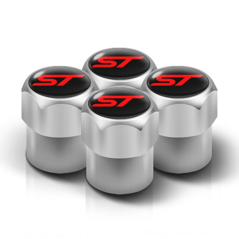 4 Pcs Car Aluminium ST Badge Wheel Valve Caps