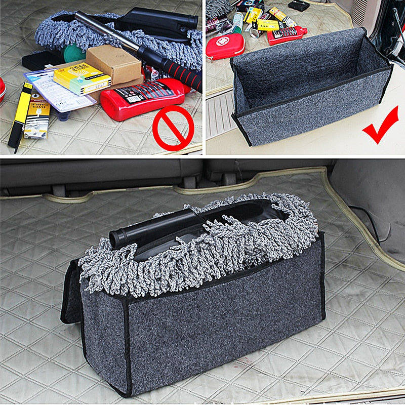 Large Anti Slip Compartment Boot Storage Organizer Tool Car Storage Bag Car Trunk  Organizer Soft Felt Storage Box Accessories