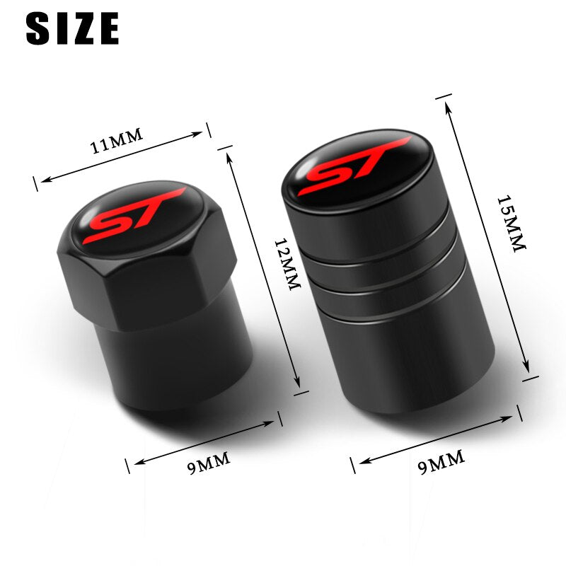 4 Pcs Car Aluminium ST Badge Wheel Valve Caps