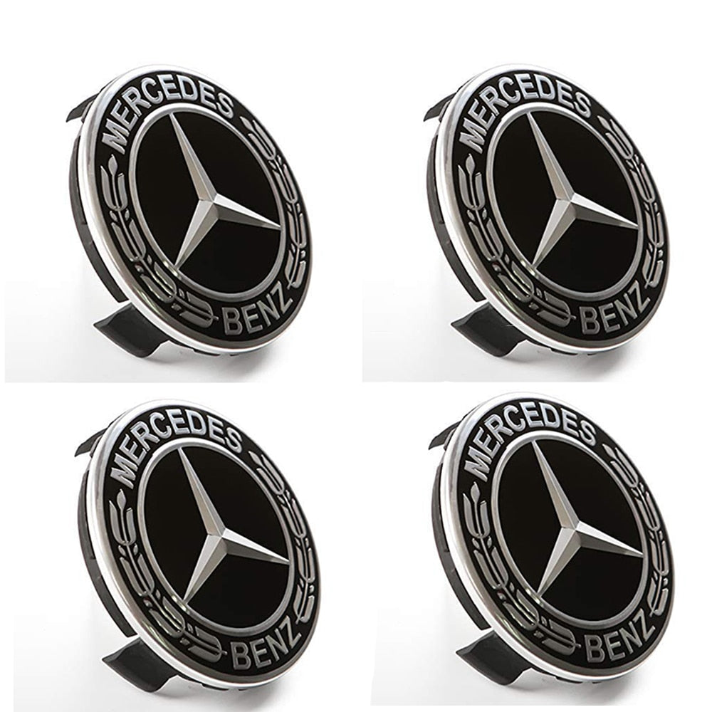 4 Pcs 75mm Alloy Wheel Center Caps for Mercedes Benz