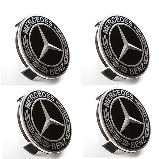 4 Pcs 75mm Alloy Wheel Center Caps for Mercedes Benz