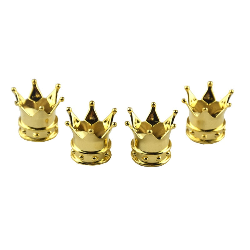 4 Pcs Bling Crown Crystal Metal Tire Valve Dust Caps