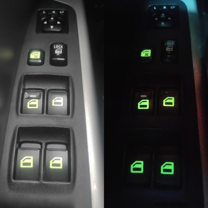Luminous Car Window Control Stickers | Glow in the Dark Accessories