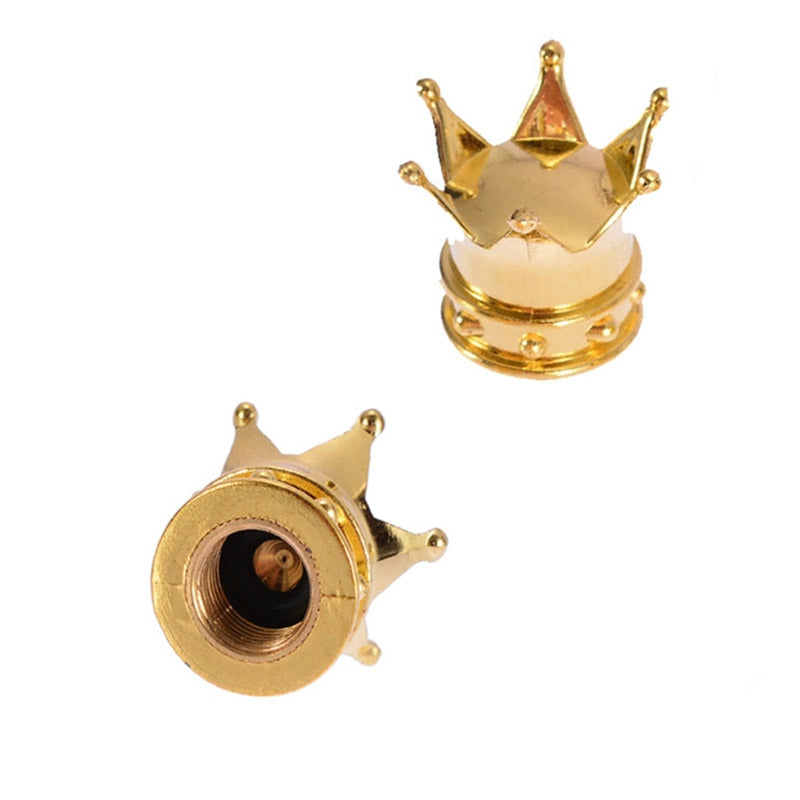 4 Pcs Bling Crown Crystal Metal Tire Valve Dust Caps