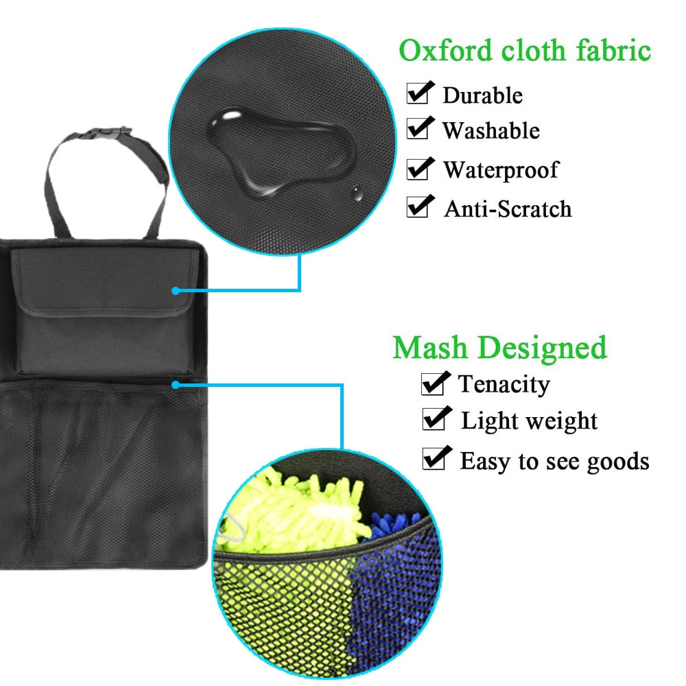 Car Boot Organizer & Seat Back Protector with Multi-Pocket Storage