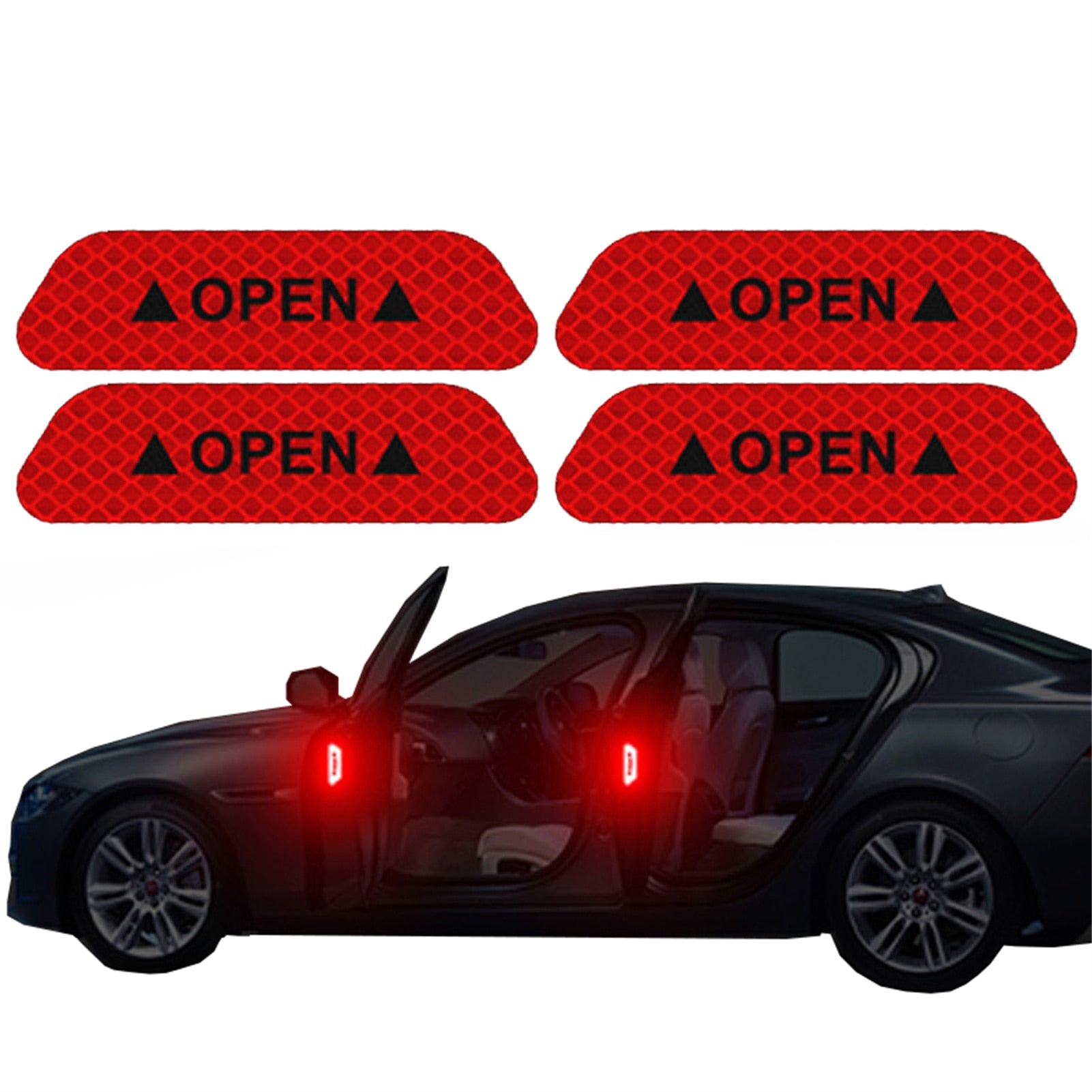 4x Car Door Reflective Warning Stickers