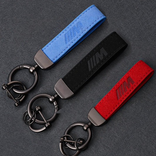 Leather Suede BMW M-Power Key Tag & Lanyard | Key Ring Buckle