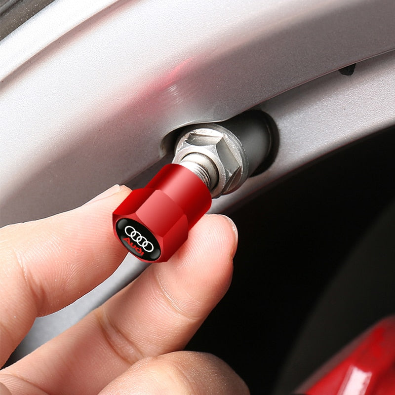 4 Pcs Audi Logo Wheel Tyre Valve Dust Caps