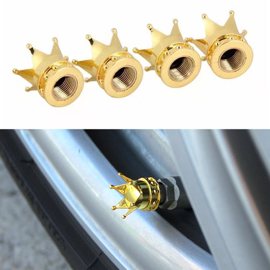 4 Pcs Bling Crown Crystal Metal Tire Valve Dust Caps