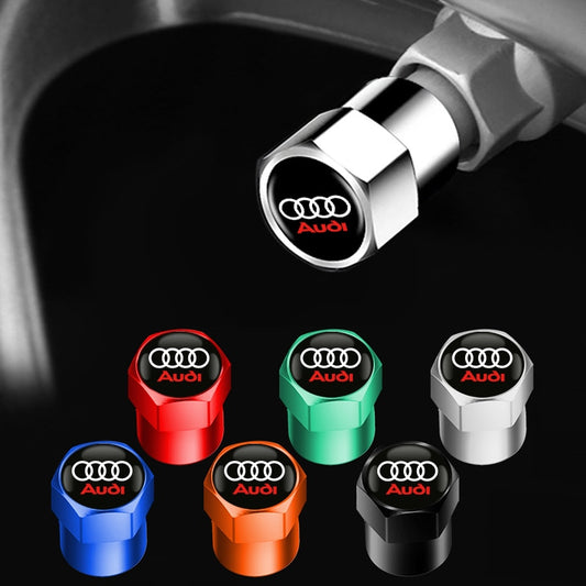 4Pcs Audi Logo Wheel Tyre Valve Dust Caps