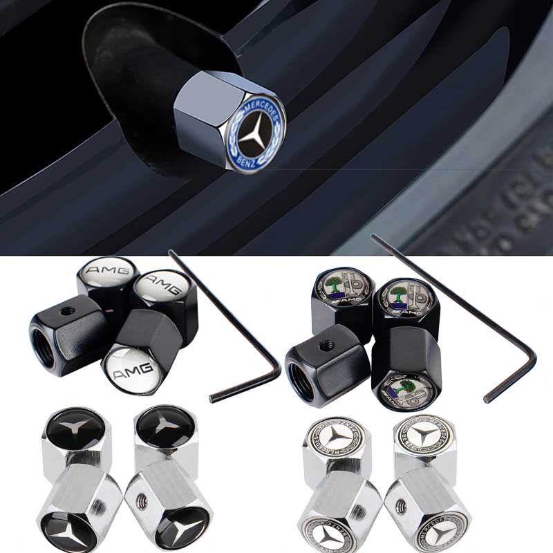 4 Pcs Mercedes AMG Tire Valve Caps for All-Class Models