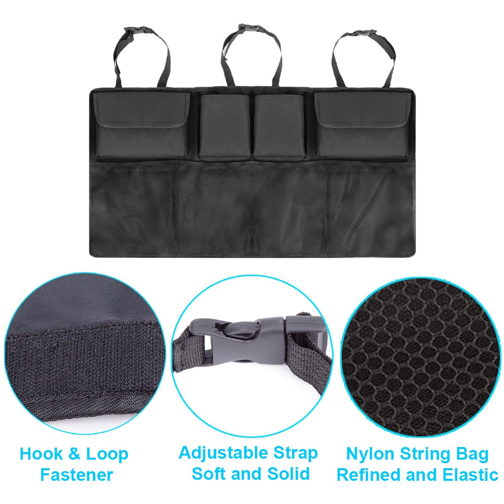 Car Boot Organizer & Seat Back Protector with Multi-Pocket Storage