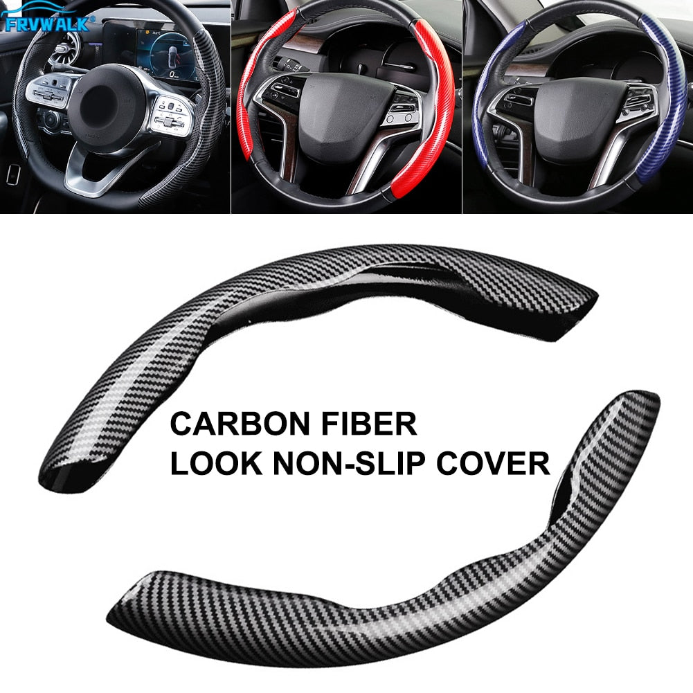 Universal Carbon Fibre Look Steering Wheel Cover – Anti-Slip 38cm