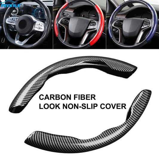 Car Steering Wheel Cover, Universal 2 Pcs Carbon Fibre look Anti-Slip Car Wheel Cover Accessory 38cm 15inch