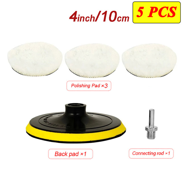 Universal Car Polishing Pads | Includes Disc and Drill Bit Adapter