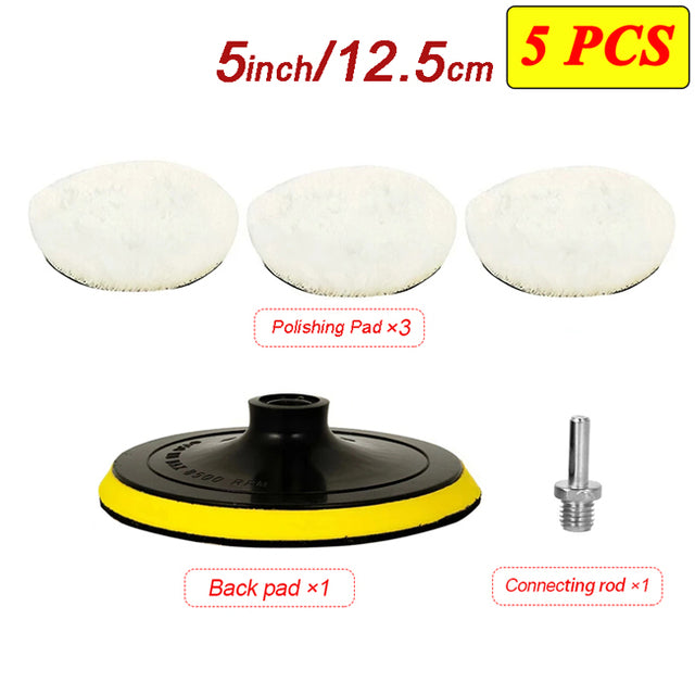 Universal Car Polishing Pads | Includes Disc and Drill Bit Adapter